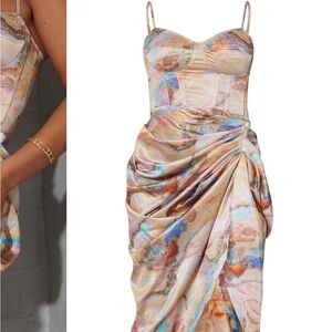 “Brand new with tag” PrettyLittleThing Asymmetrical Ruched Cocktail Dress